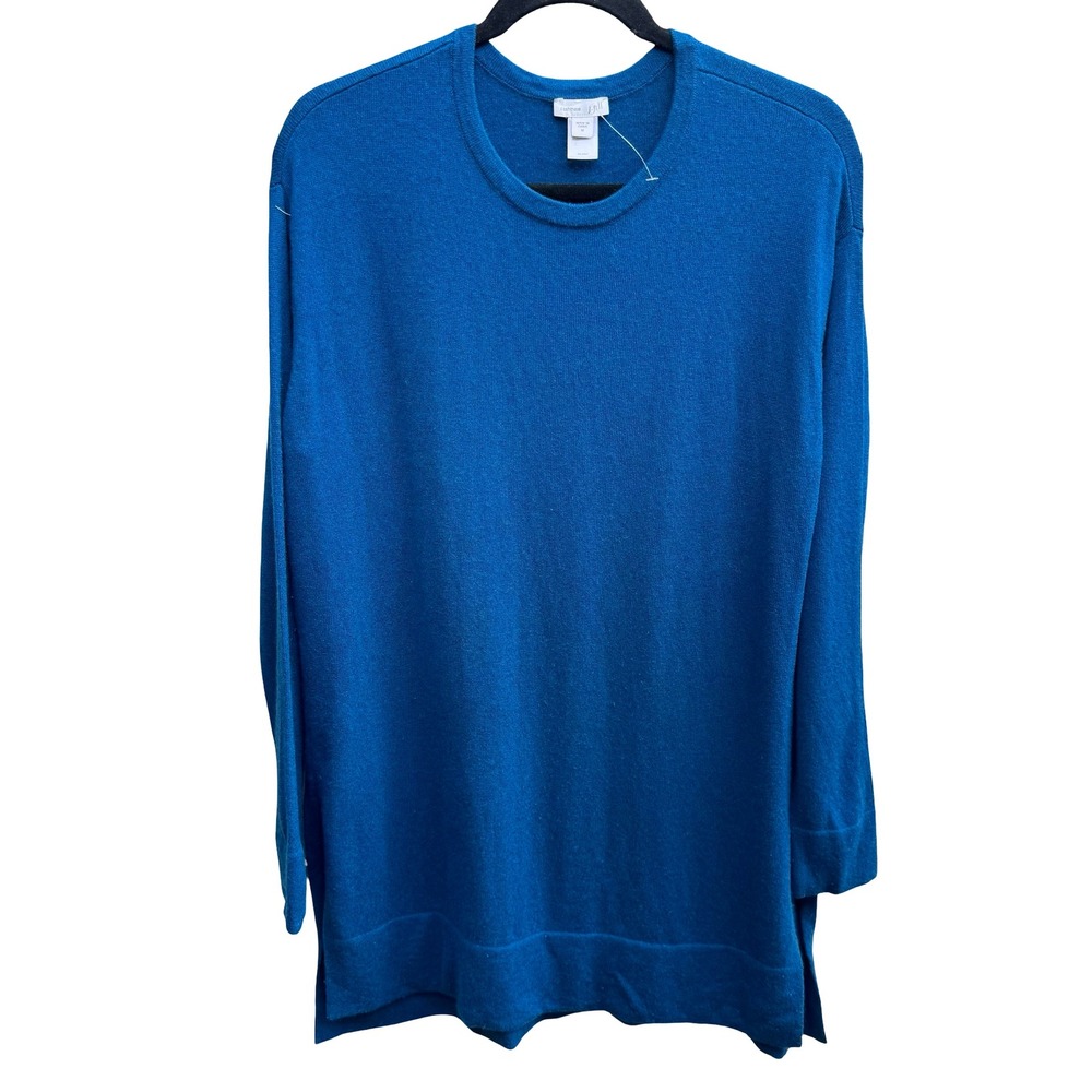 J Jill 100% Cashmere Minimalist Softcore Layering Preppy Tunic Sweater Teal M
